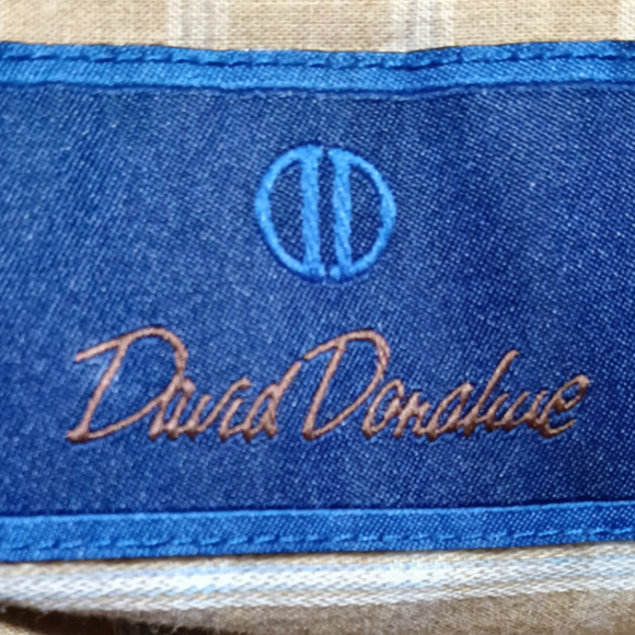 David Donahue Beige Windowpane Plaid Men's Button Down Dress Shirt XL - Picture 4 of 5